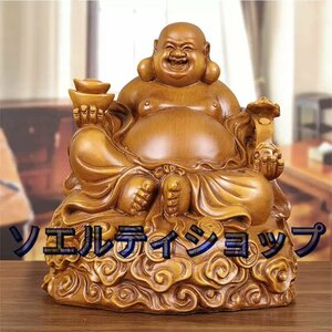 超人気★手作り瞑想彫刻木彫り笑って仏像ホーム装飾