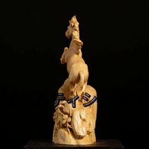 極美品 ★立っている馬の像、馬のモデルの彫刻の木彫りの手工芸品の工芸品、ホームデスクトップ窓飾りコレクションギフト_画像5