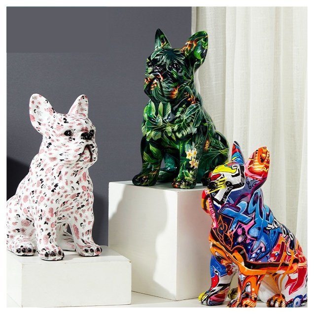 रंगीन कुत्ते मूर्ति फ्रेंच बुलडॉग वस्तु कला इंटीरियर प्रवेश द्वार लिविंग रूम स्टाइलिश प्यारा नॉर्डिक रचनात्मक रचनात्मक, हस्तनिर्मित वस्तुएं, आंतरिक भाग, विविध वस्तुएं, आभूषण, वस्तु