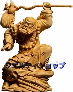 人気新品！ 達磨大師立像「武」 高級天然ツゲ木彫り達磨像 木製仏像 神像 仏教美術品 だるま 菩提達磨 達磨祖師 黄楊 柘植 仏陀彫刻