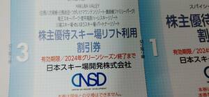 2024年末まで　日本スキー場開発　株主優待　リフト割引券　1枚 (5名様ご利用可)　白馬八方尾根・栂池