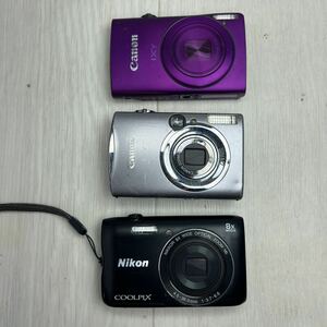 Canon キヤノン IXY 600F IXY 900IS Nikonニコン cool pix A300 コンパクトデジタルカメラ パープル 3台まとめて　動作未確認【ジャンク】