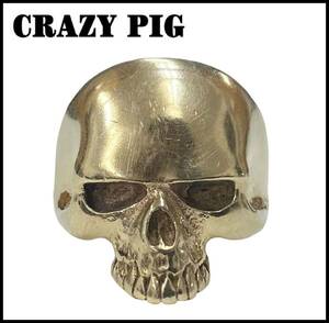 ★正規品★ CRAZY PIG クレイジーピッグ 9K K9 9金 ゴールド EVIL SKULL RING キース リチャード エビル スカル リング 指輪 17号 22ｇ