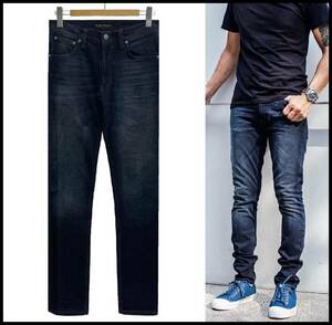 Nudie Jeans Nudie Jeans Lean Dean Hidden ink Lee n Dean USEDwoshu processing stretch skinny slim Denim pants 29