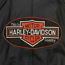 HARLEY DAVIDSON ハーレーダビッドソン 80s ヴィンテージ イーグル ロゴ 刺繍 ワッペン MA-1 フライト レザー ジャケット ライダース 黒 L_画像5