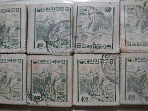 韓国1964年発行４ｗ切手（収穫図）使用済百枚×１０束（1000枚）。