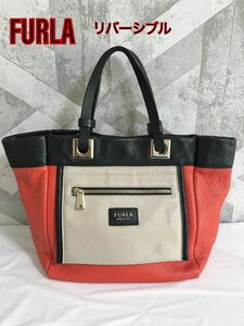 【美品】FURLA フルラ トライブ レザー トートバッグ ハンドバッグ