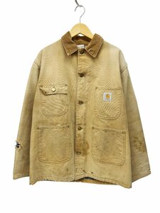 Carhartt (カーハート) カバーオール コットンキャンバス ダック地 アクティブジャケット 裏ブランケット 古着 ベージュ メンズ/028