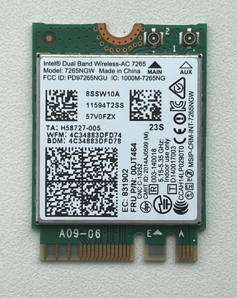 Intel Dual Band Wireless AC 7265 インテル 無線 LAN カード