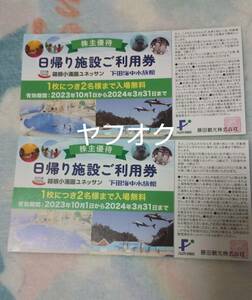 ネコポス送料込　４名分無料券　箱根小涌園ユネッサン 下田海中水族館 日帰り敷設ご利用券　24年3月31日 2枚