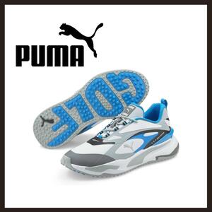 ○★新品 未使用 PUMA GS ファスト スパイクレスシューズ ゴルフシューズ ブルー×グレー 25cm○●