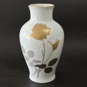 ◆ 大倉陶園 OKURA OAC 金彩花図 花器 花瓶 花入 ◆