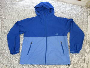 美品 ノースフェイス THE NORTH FACE コンパクトジャケット XL ナイロンパーカー NP21430 青ブルージップマウンテン登山キャンプアウトドア