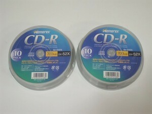 未使用品 メムテックジャパン データ用CD-R 700MB 52倍速対応 10枚パック×2個　計20枚　CDR52MCB-10P　送料無料