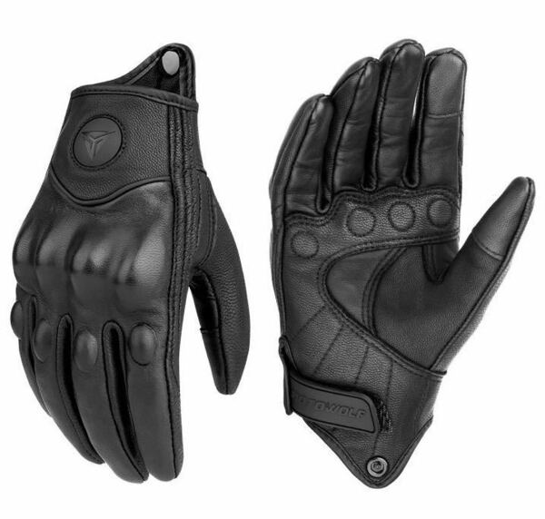 MOTOWOLFバイクグローブ 本革 レザー グローブ 手袋 サイクリング 新品 送料無料 黒 Mサイズ