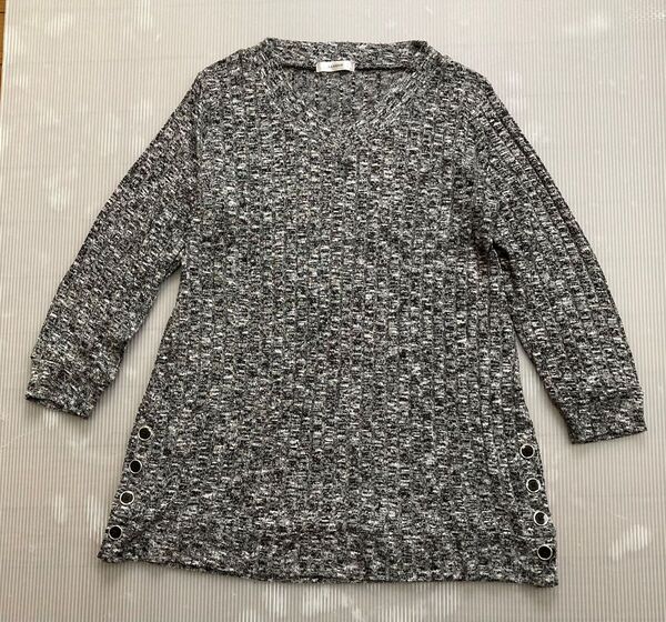 LADISION ニット セーター Vネック グレー L レディース トップス