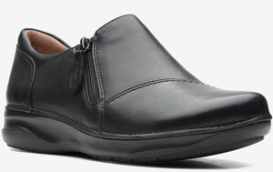 送料無料 Clarks 27cm Unstructured スニーカー 軽量 ジップ ゴア ブラック レザー ヒール オフィス パンプス ブーツ ローファー AAA190