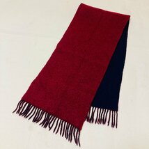 日本製　毛/WOOL 100%　カシミヤ入　マフラー　ネイビー/ボルドー　27 × 116cm_画像5