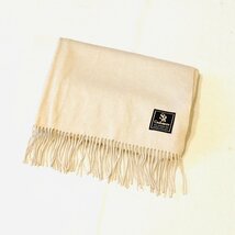 SR　Cashmere　PURE CASHMERE 100%　カシミヤ ストール　マフラー　ベージュ系　71 × 182cm_画像6