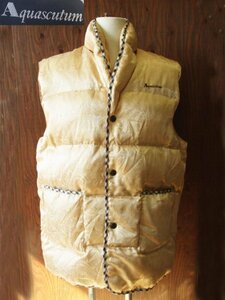 1626 excellent Aquascutum Aquascutum down vest beige group M~L size / dress length 74.5. brand fashion men's snowsuit 