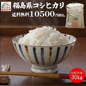 新米 令和5年産 福島県産コシヒカリ　玄米30kg ポイント消化 送料無料 　「ふくしまプライド。体感キャンペーン（お米）」