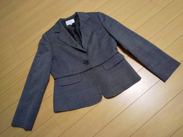 ☆ 新品未使用 ☆ TWO:C 上品な ウール ジャケット チャコール グレー サイズ40 11号 美シルエット♪ 定価30450円