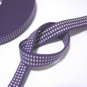 04袋-18-5）袋紐・四分紐　四分巾　 5m巻　国内産　木綿　真田紐　綿100％　紫　Samurai ribbon（Sanadahimo）