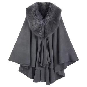 [ including in a package 1 ten thousand jpy free shipping ] winter new goods * poncho coat * lady's * mantle coat ** high class * on goods fake cashmere knitted cardigan * dark gray 