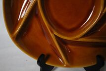 フランス アンティーク LONGCHAMP 古い陶器のフォンデユプレート 飴色 美品_画像4