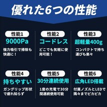 ハンディクリーナー 掃除機 充電式 強力吸引 軽量 コンパクト ノズル付 車載 軽量 隙間 LEDライト 小型 カー ハイパワー USB充電 _画像2