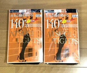 送料込 未使用 ATUGI アツギ タイツ 140デニーL〜LL　2足入 2点 4足 セット ブラック 黒 厚手 毛玉になりにくい　暖か　クーポン