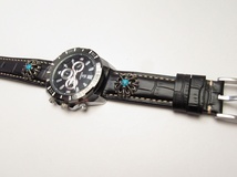  新品 自作オリジナル 時計ベルト 交換ベルト 牛革 本皮 クロコ 型押し /89/ 22mm _画像8