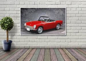 新品 ホンダ S800 タペストリー ポスター /154/ 映画ポスター 壁 ガレージ装飾 フラッグ バナー 看板 旗 テーブルクロス