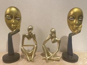 [4 piece set ] objet d'art, yellow gold, Gold, living, ornament, feng shui, item number K-2