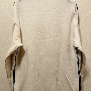90sオールドGAPヘビーウェイト白コットンニットL~ビッグシルエットM紺グレー脇下/肩ライン切替90年代ビンテージ(ロングTシャツ/スウェットの画像5