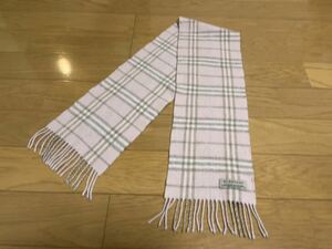 BURBERRY　バーバリー　マフラー メリノウール90%　カシミア10％　ピンク系　小さめのマフラー　送料無料!!!