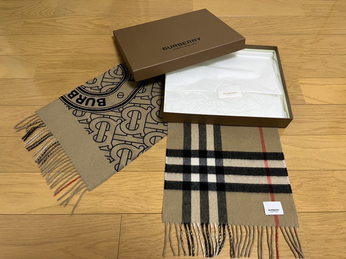 BURBERRY バーバリー マフラー カシミア100％ 花柄 未使用に近い-