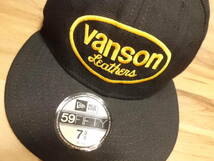 美品 VANSON バンソン ニューエラ コラボ 黒 ブラック キャップ 7 3/8 58.7 定形外300円発送 同梱OK_画像2