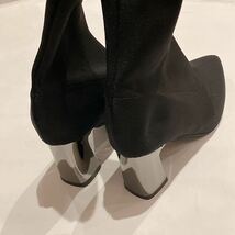 【足首暖かく】レディース ブーツ ソックスブーツ ショートブーツ 美脚　ブラック　24.5cm_画像6