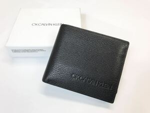 (D) CK CALVIN KLEIN Calvin Klein 2. folding purse black leather 