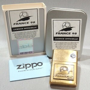 1円～★未使用 ZIPPO FIFA WORLD CUP FRANCE98 1998年製 立体 ゴールド ライター フィファ ワールドカップ フランス98 サッカー ジッポー★