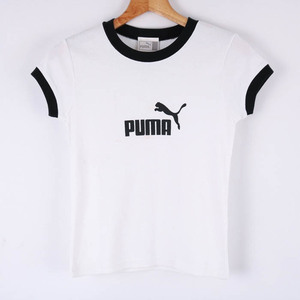 プーマ 半袖Tシャツ ロゴT スポーツウエア コットン USA製 レディース Sサイズ ホワイト PUMA