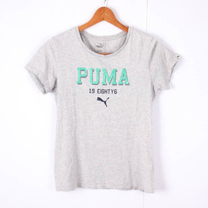 プーマ 半袖Tシャツ ロゴT スポーツウエア コットン レディース Lサイズ グレー PUMA