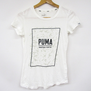 プーマ 半袖Tシャツ グラフィックT スポーツウエア コットン レディース Sサイズ ホワイト PUMA