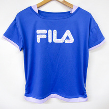 フィラ 半袖Tシャツ ロゴT スポーツウエア レイヤード風 レディース Mサイズ ブルー FILA_画像1