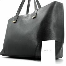 1円 FURLA フルラ ビジネス トートバッグ メンズ 大容量 肩掛け A4 PC収納◎ オールレザー 通勤 通学 カバン 書類 ブラック 黒_画像1