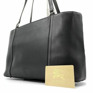 1円《正規品》BURBERRY バーバリー ビジネス トートバッグ メンズ ノバチェック ロゴ型押し 肩掛け A4 PC収納◎ 大容量 書類 ブラック 黒