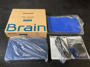 小斉59 1円オークション 未使用品 シャープ SHARP Brain カラー電子辞書 PW-H9100 ネイビー 高校生モデル 英語強化 スマホ感覚 現状品