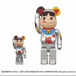 BE@RBRICK 招き猫 ペコちゃん 福 銀メッキ 100% & 400%