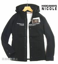 新品 定価1.7万 ★ ニコル　ストレッチ フーデッド スタンド ブルゾン　48/L　黒 ブラック パラシュート釦 HIDEAWAYS NICOLE_画像1